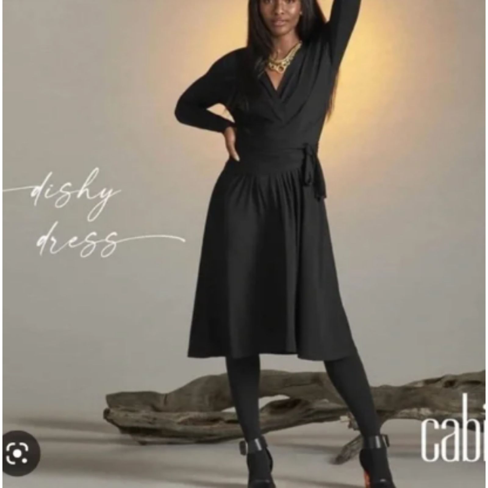 Cabi Dishy Wrap Fit And Flare Dress Black Size Large